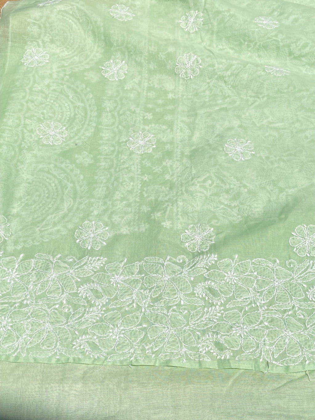 Traditional Seagreen Chikankari Jaalwork Unstiched Dress