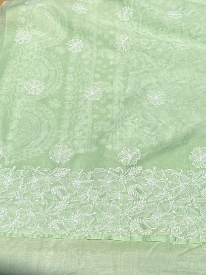 Traditional Seagreen Chikankari Jaalwork Unstiched Dress - Famous Chikankari