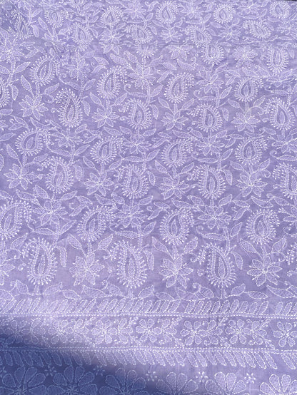 Traditional Purple Chikankari Jaalwork Unstiched Dress - Famous Chikankari