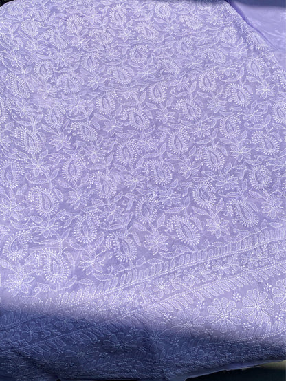 Traditional Purple Chikankari Jaalwork Unstiched Dress - Famous Chikankari