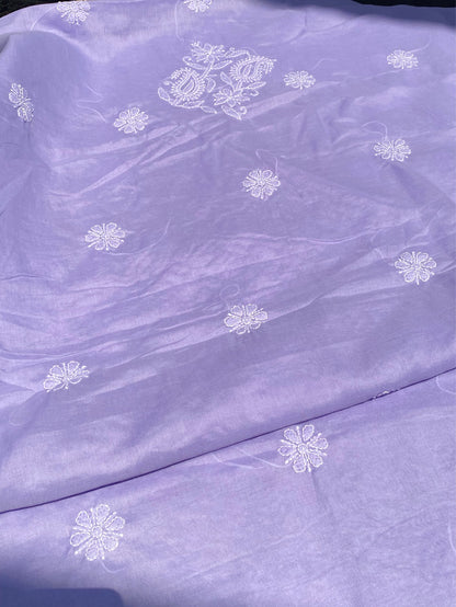 Traditional Purple Chikankari Jaalwork Unstiched Dress - Famous Chikankari