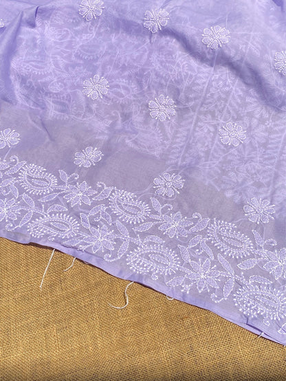 Traditional Purple Chikankari Jaalwork Unstiched Dress - Famous Chikankari