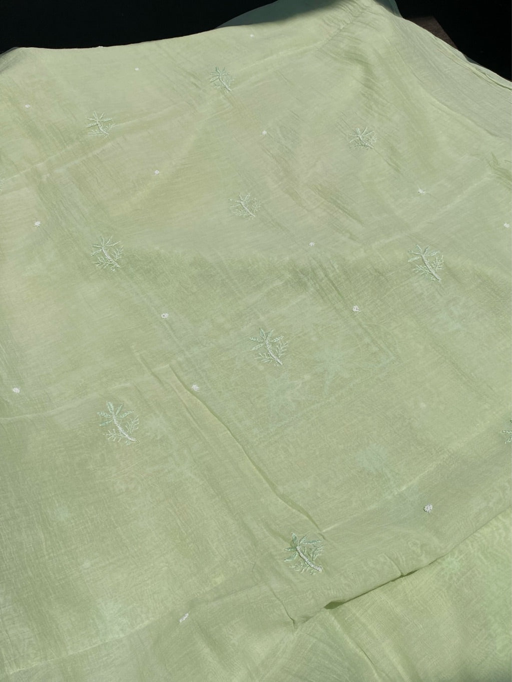 Noor-e-Mulmul Pista Green Chikankari Unstiched Set