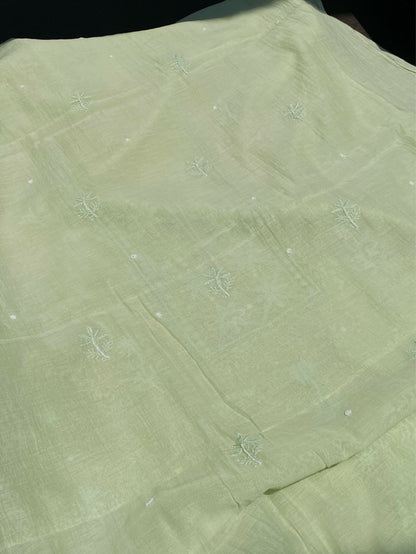 Noor-e-Mulmul Pista Green Chikankari Unstitched Set - Famous Chikankari