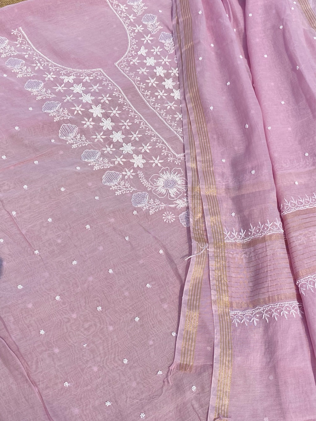 Noor-e-Mulmul Lavender Pink Unstiched Set