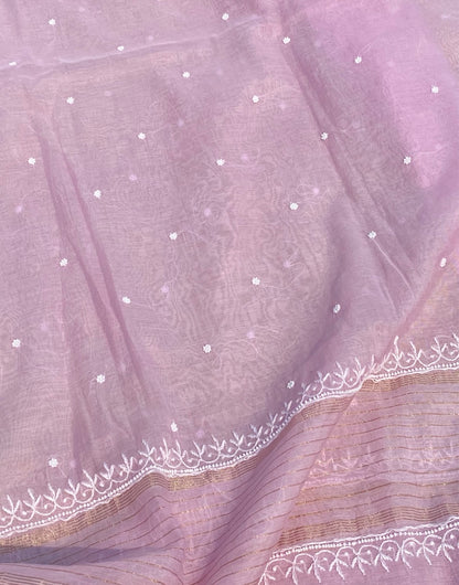 Noor-e-Mulmul Lavender Pink Unstitched Set - Famous Chikankari