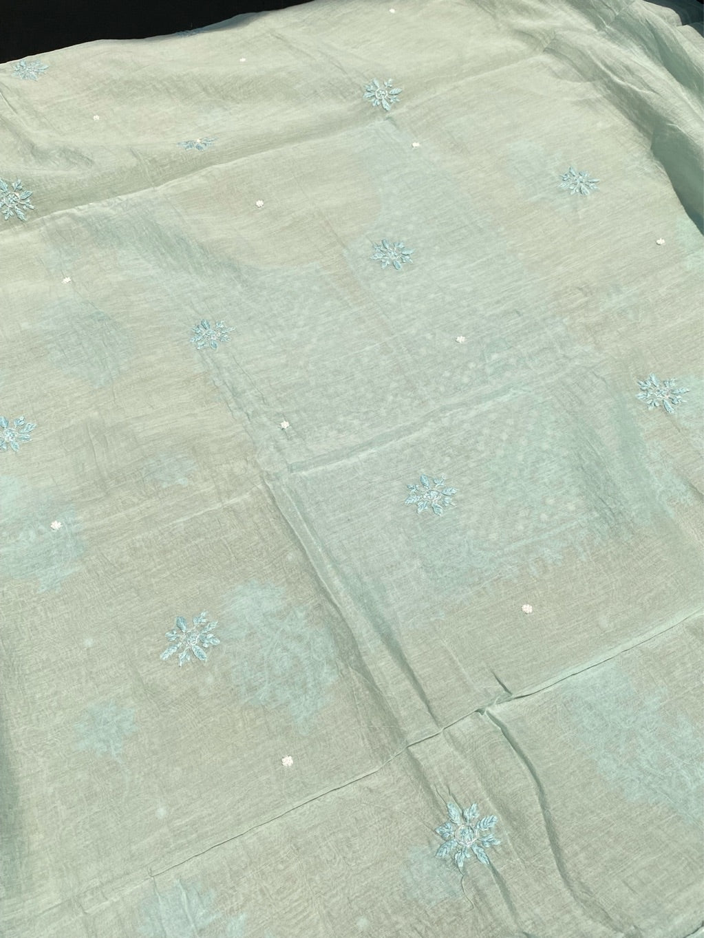 Noor-e-mulmul Mint Green Unstitched Chikankari Set