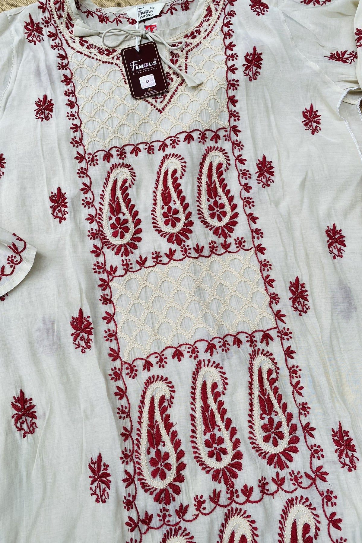 Sarah- Beige Chikankari Semi-Stitched Co-ord Sets