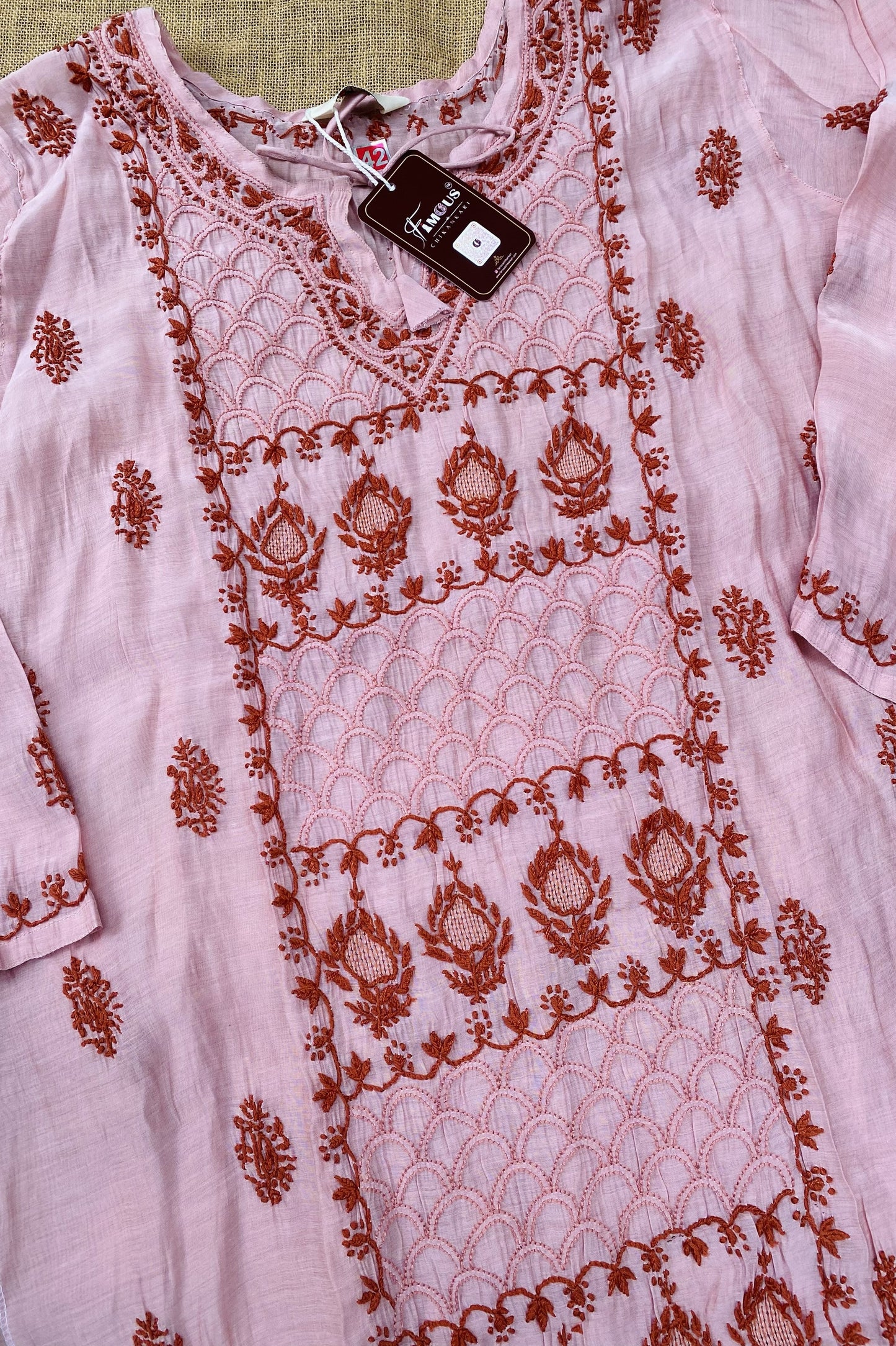 Sarah- Pink Chikankari Semi-Stitched Co-ord Set