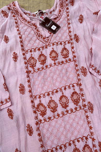 Sarah- Pink Chikankari Semi-Stitched Co-ord Set