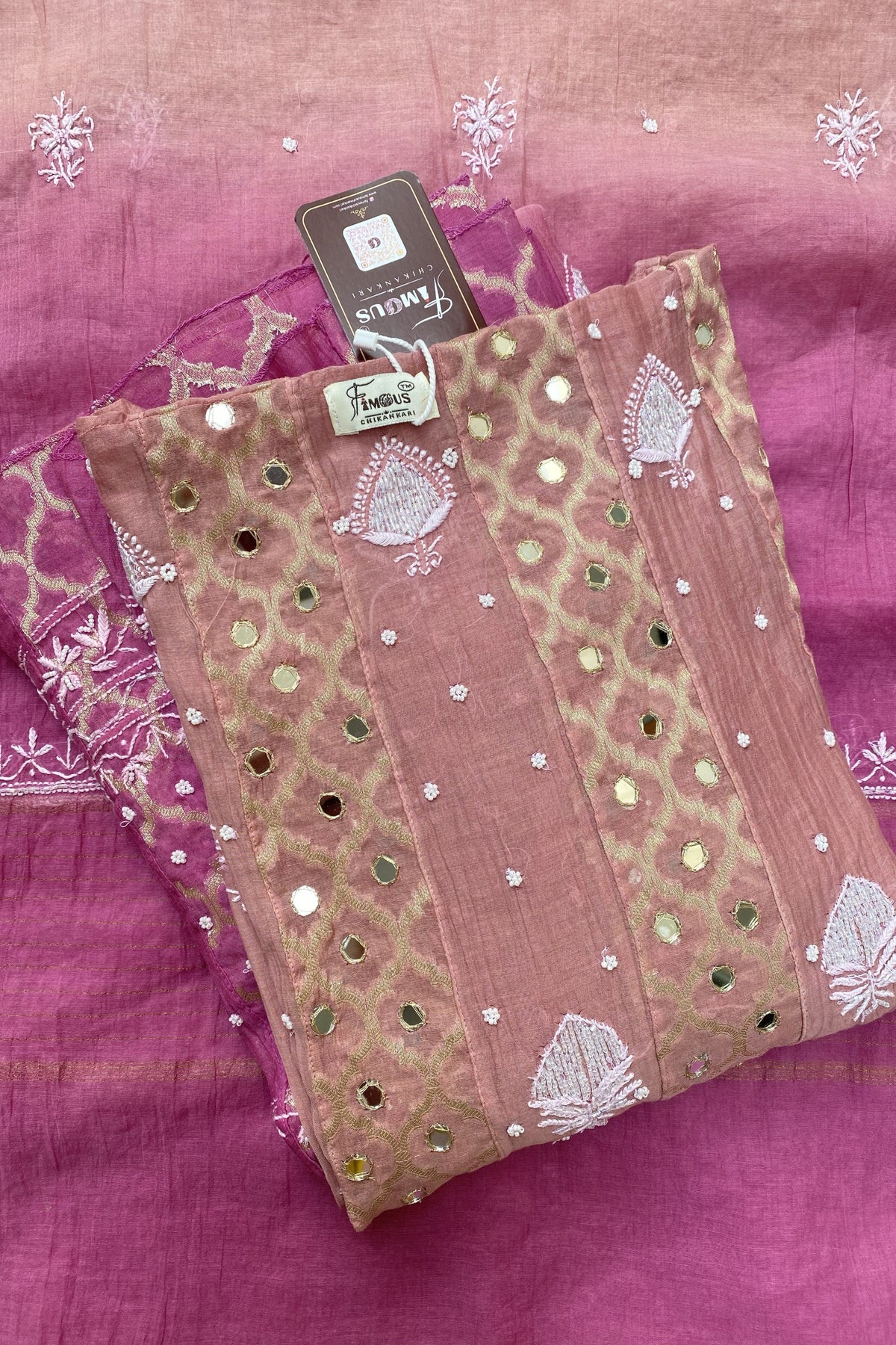 Sheesha Chikankari Mul Chanderi Brocade Anarkali & Dupatta Set