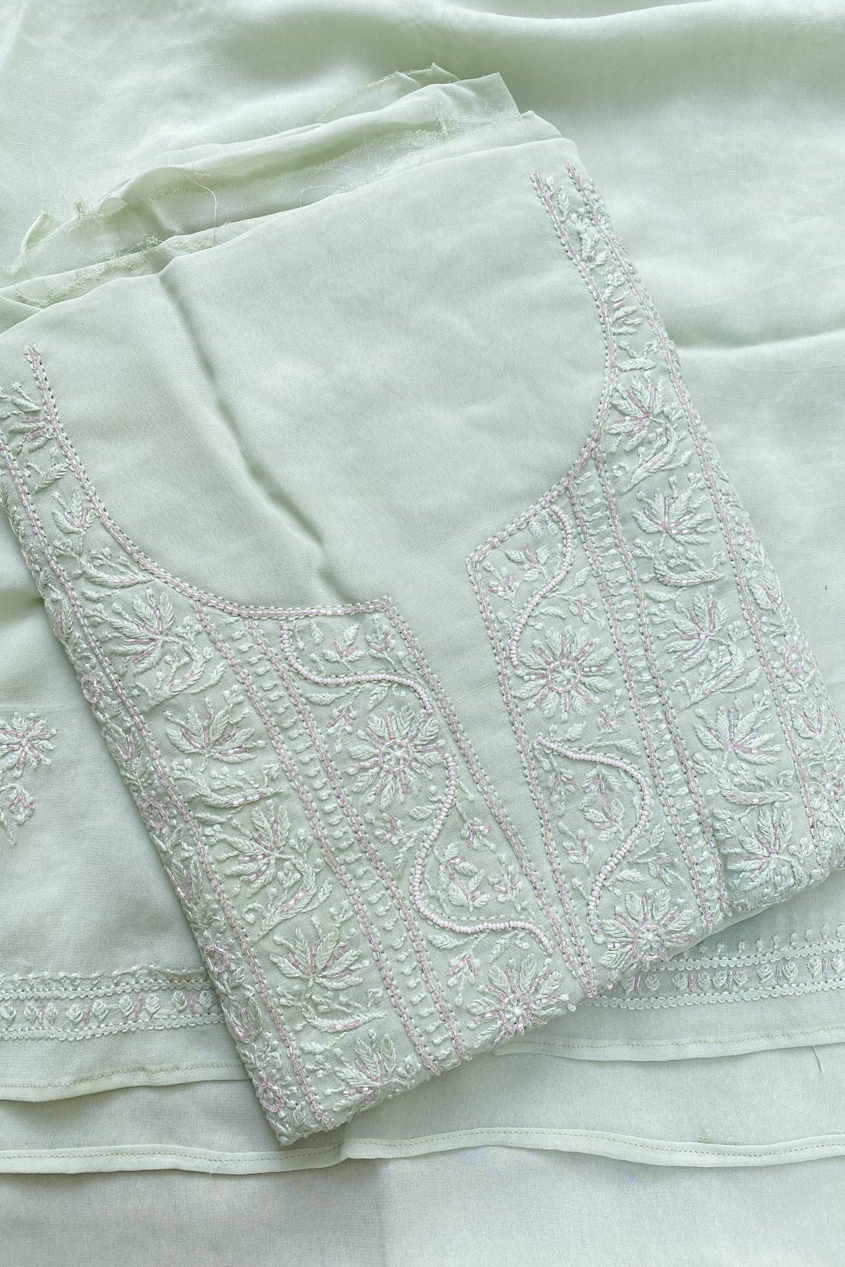 Viscose Unstitched Chikankari Kurta Dupatta Set