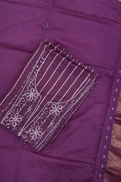 Zunaira Wine Chikankari Unstiched Kurta Dupatta 