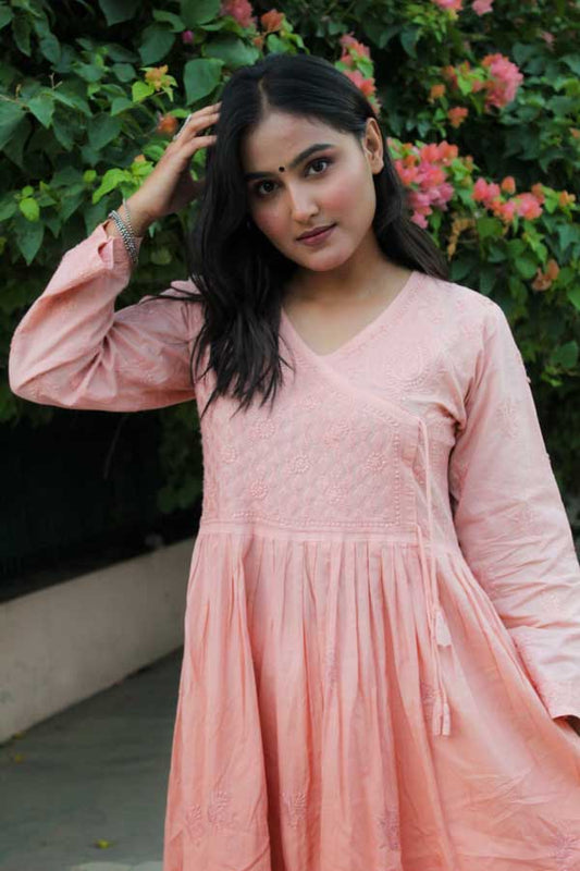 Zainab Chikankari Angarkha Style Kurta
