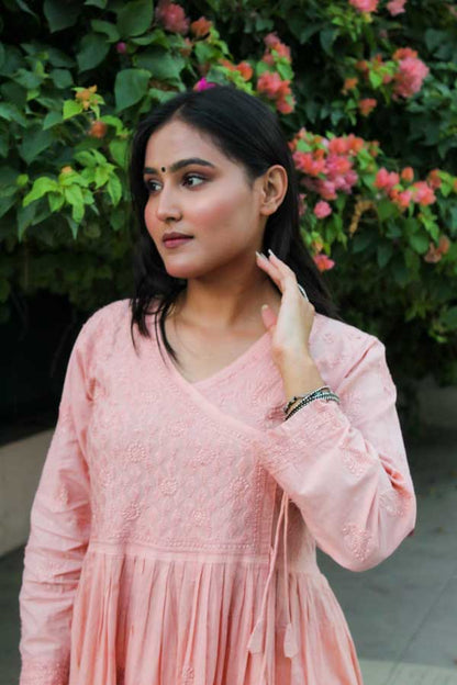 Zainab Chikankari Angarkha Style Kurta