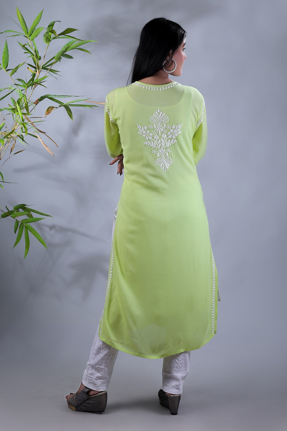 Zoya Chikankari Modal Straight Long Kurta