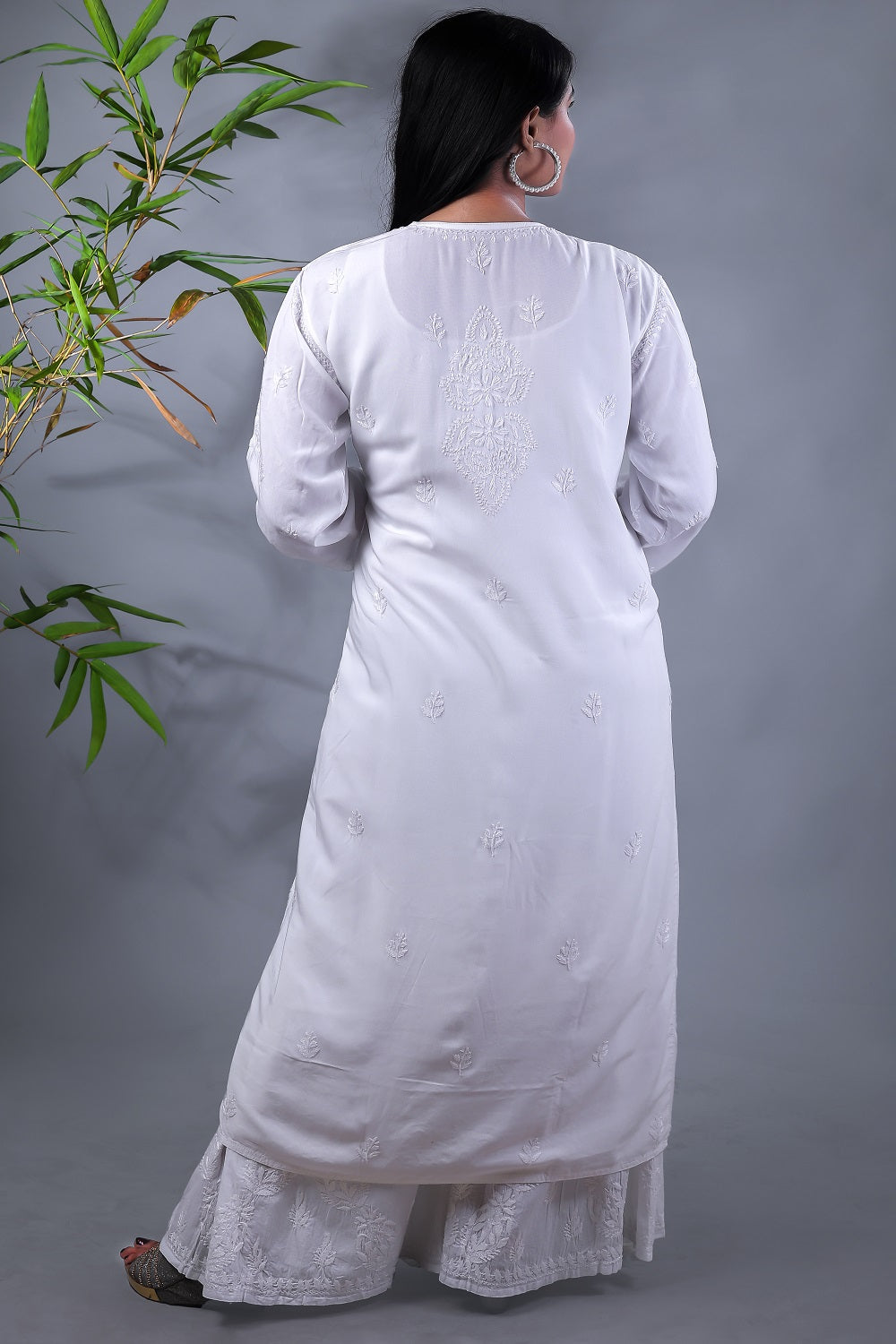 Maham Chikankari Soft Modal Straight Long Kurta