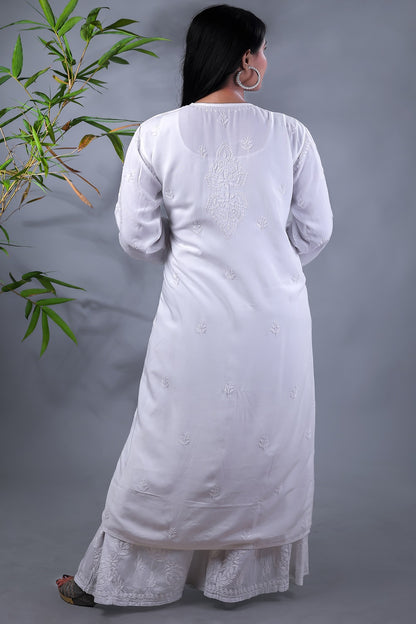 Maham Chikankari Soft Modal Straight Long Kurta