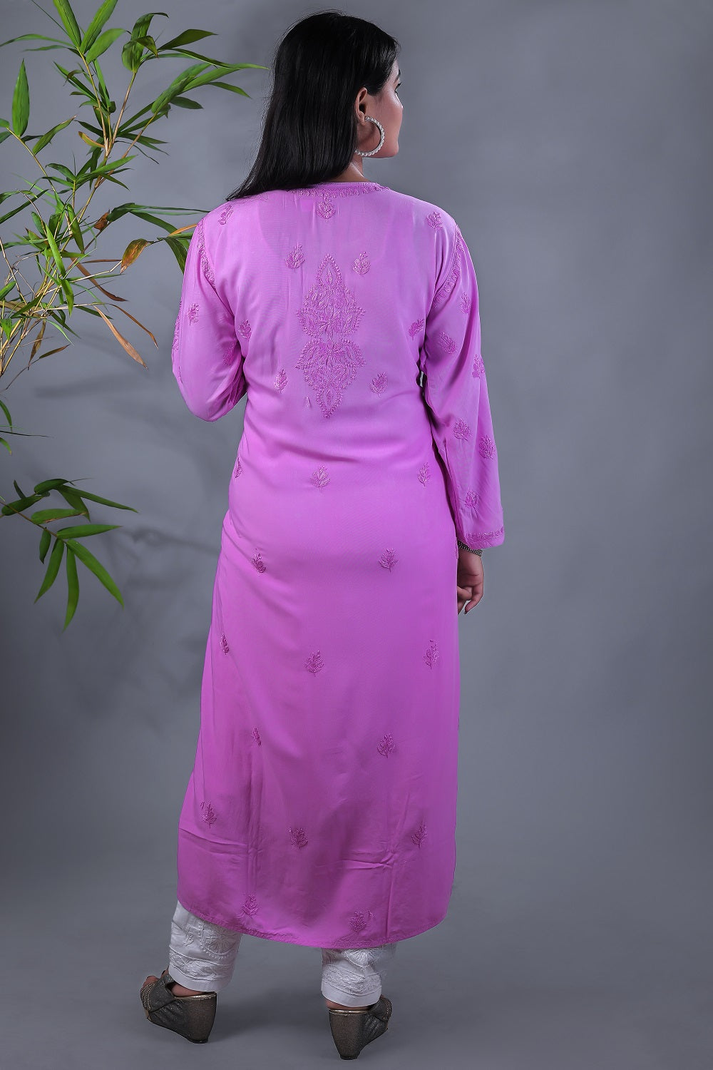 Maham Chikankari Soft Modal Straight Long Kurta