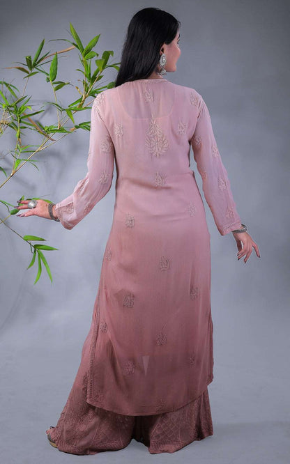 Zohra Chikankari Viscose Georgette Kurti Sharara Set
