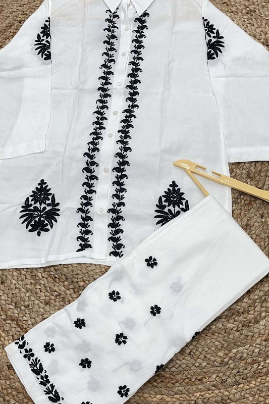Nadia Chikankari Cord Set(Black)