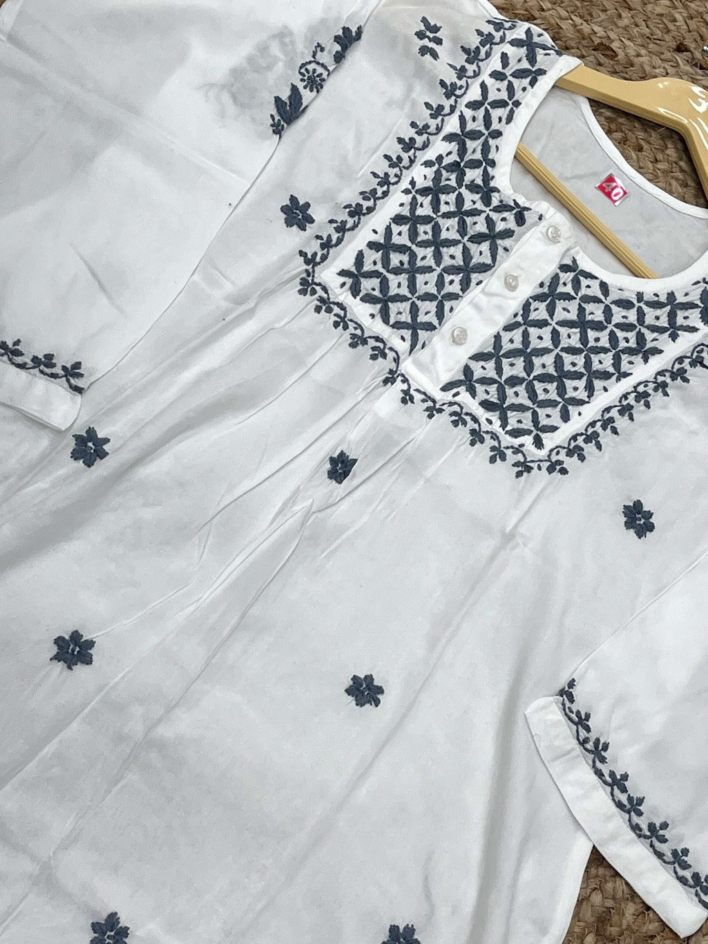 Chikankari White/Grey Coord Set