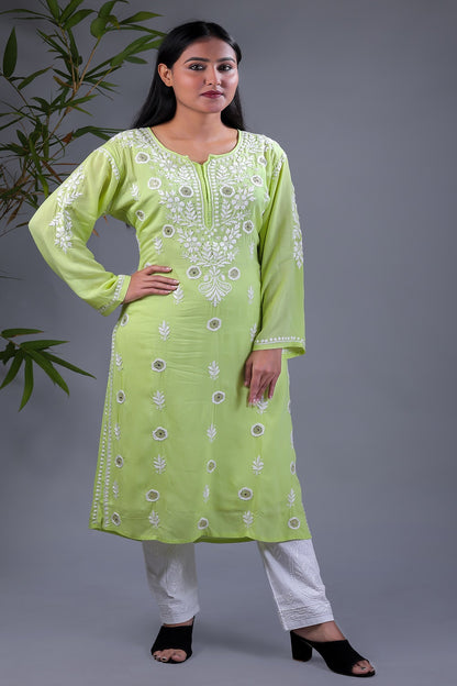 Zoya Chikankari Modal Straight Long Kurta