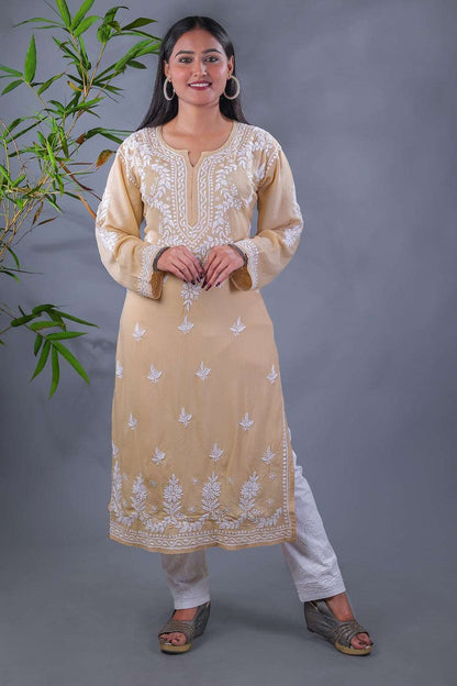 Aabroo Chikankari Modal Straight Kurta