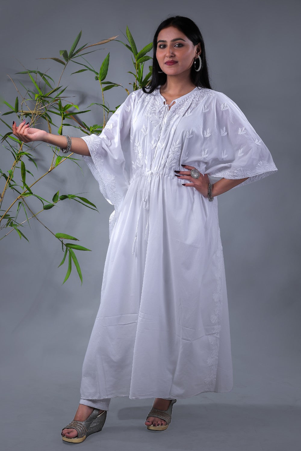 Nooh soft mulmul chikankari kaftan