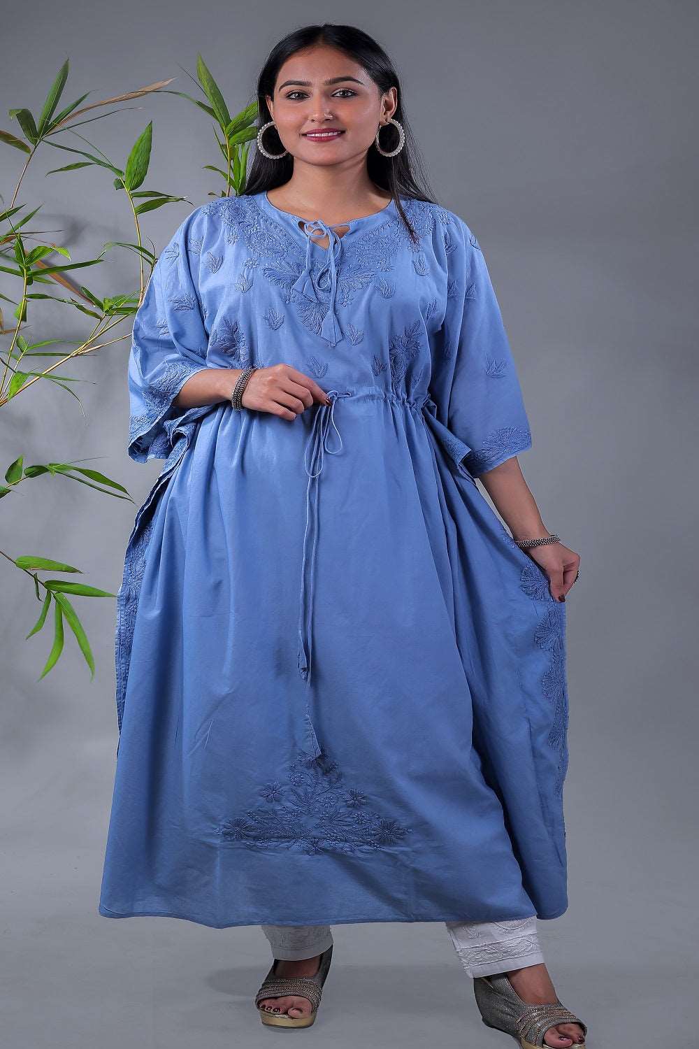 Nooh soft mulmul chikankari kaftan