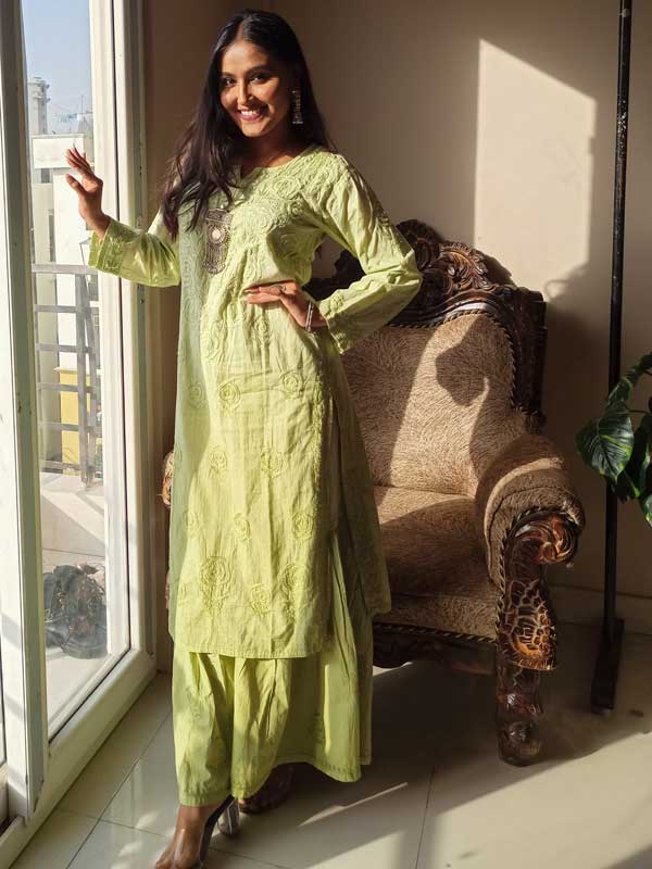 Jahan-Ara Chikankari Kurti Gharara set