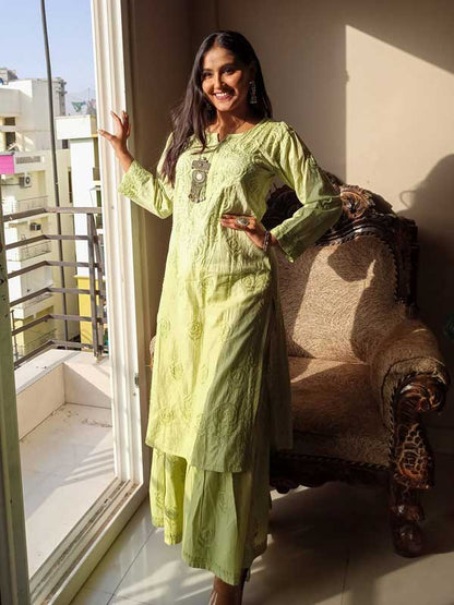 Jahan-Ara Chikankari Kurti Gharara set