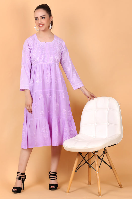 Aafiya Chikankari mulmul three layer frock