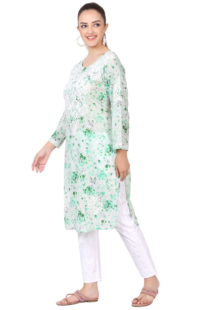 Chikankari Mulmul Print Kurti