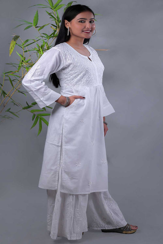 Maryam Chikankari Soft Mulmul Side Pocket Kurta