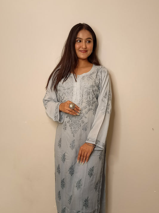 Aliya Chikankari Soft Modal Straight kurta