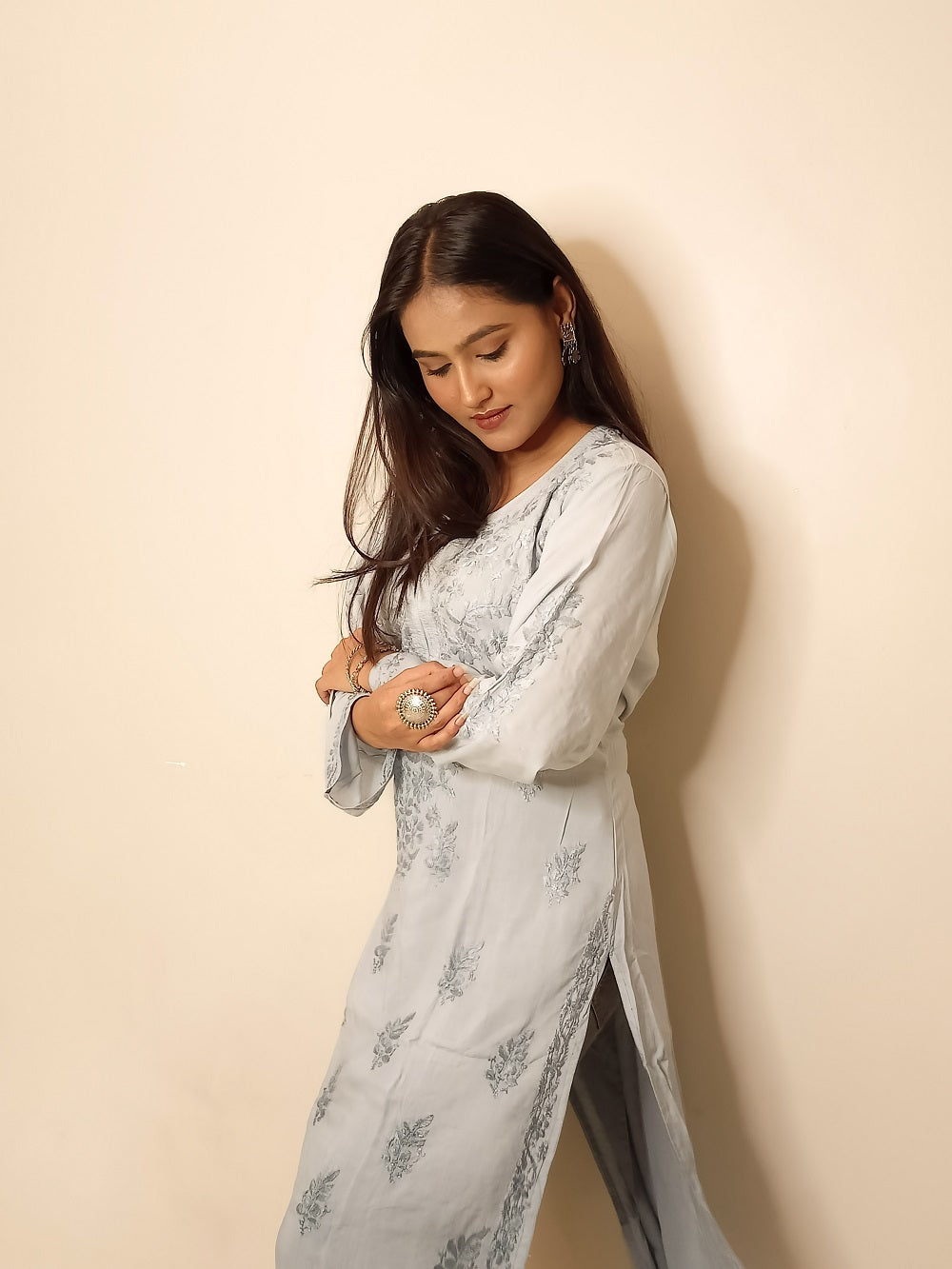 Aliya Chikankari Soft Modal Straight kurta