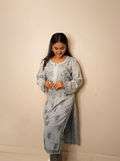 Aliya Chikankari Soft Modal Straight kurta