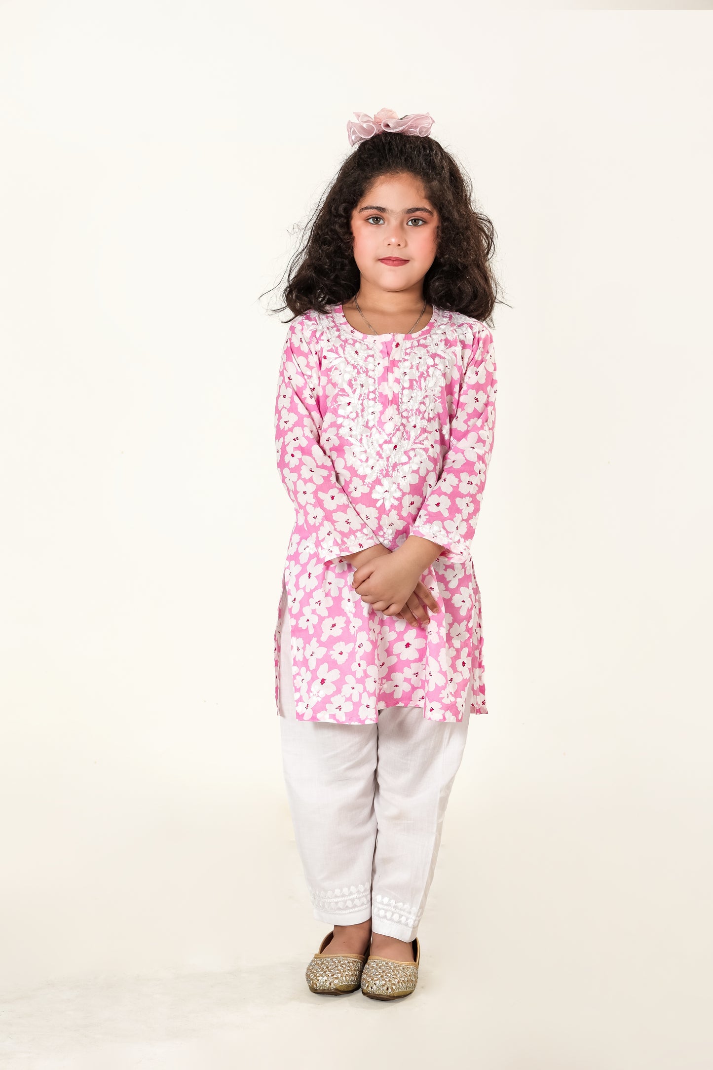 Little Noor – Pink Mulmul Chikankari Kidswear Set