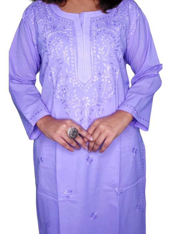 Aaima Chikankari Mulmul Straight Kurta