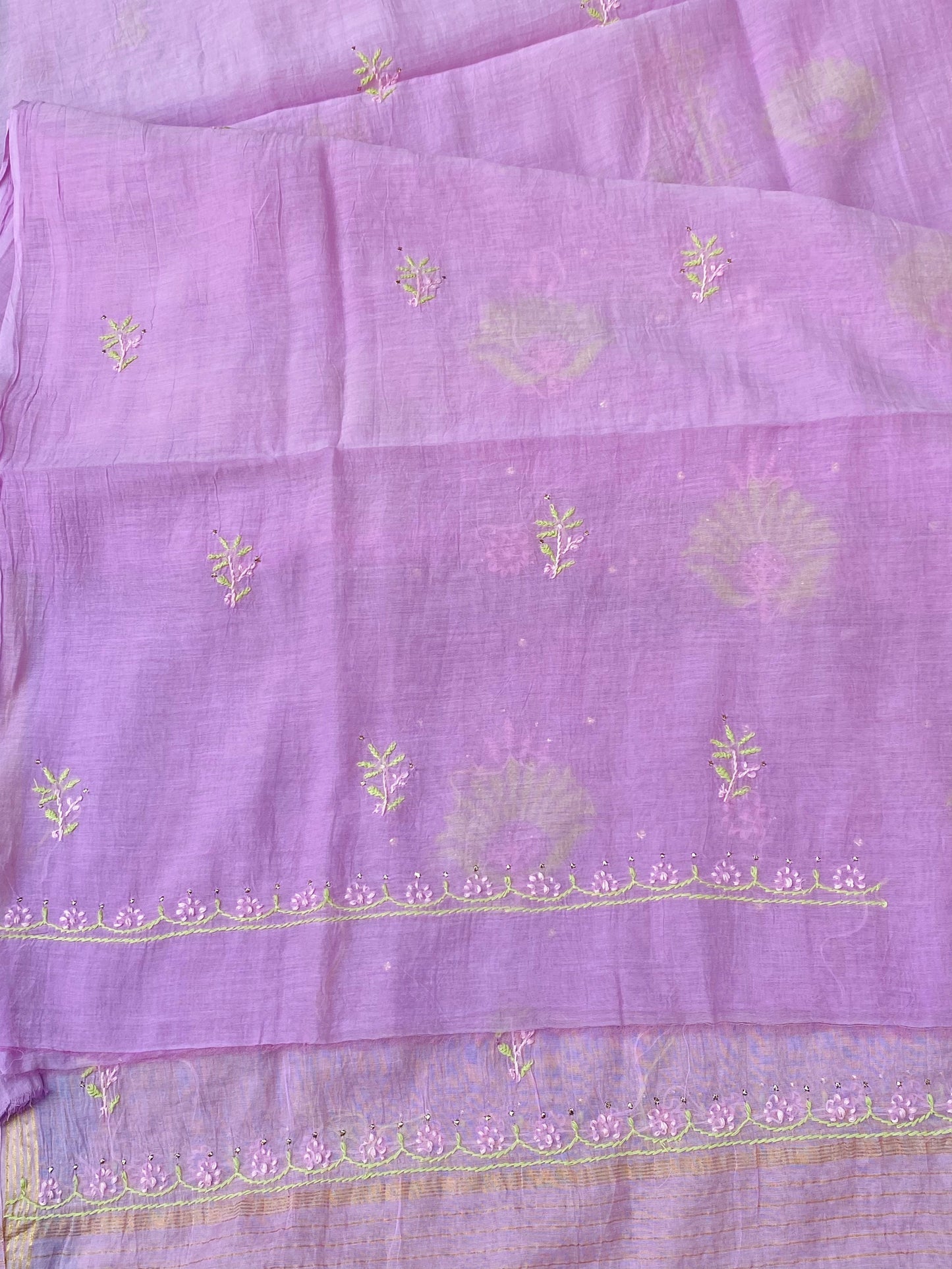 Noor-e-Mulmul Lilac Chikankari Unstiched Set
