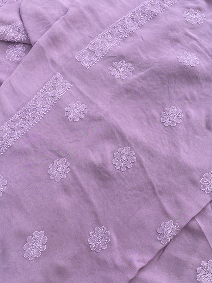 Rangrez Noor| Mauve Chikankari Unstitched Suit with Pearl Addons
