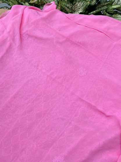 Rangrez Noor| Hot Pink Chikankari Unstitched Suit with Pearl Addons