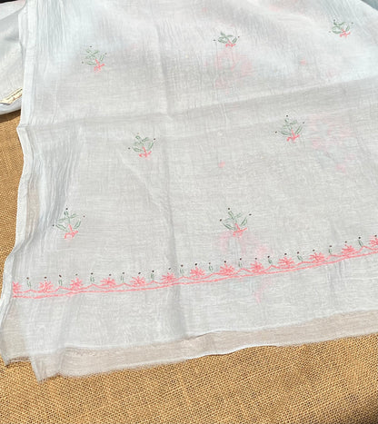 Noor-e-Mulmul Light Blue Chikankari Unstiched Set - Famous Chikankari