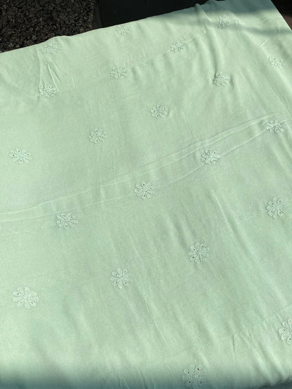 Roshan Mint Green Chikankari & Mukaish Unstitched Suit