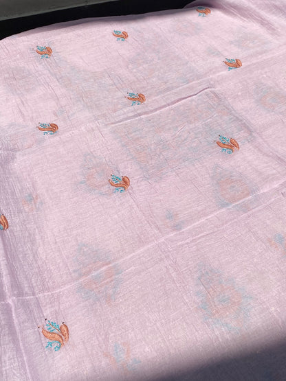 Noor-e-Mulmul Mauve Chikankari Unstiched Set - Famous Chikankari