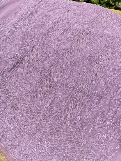 Rangrez Noor| Mauve Chikankari Unstitched Suit with Pearl Addons