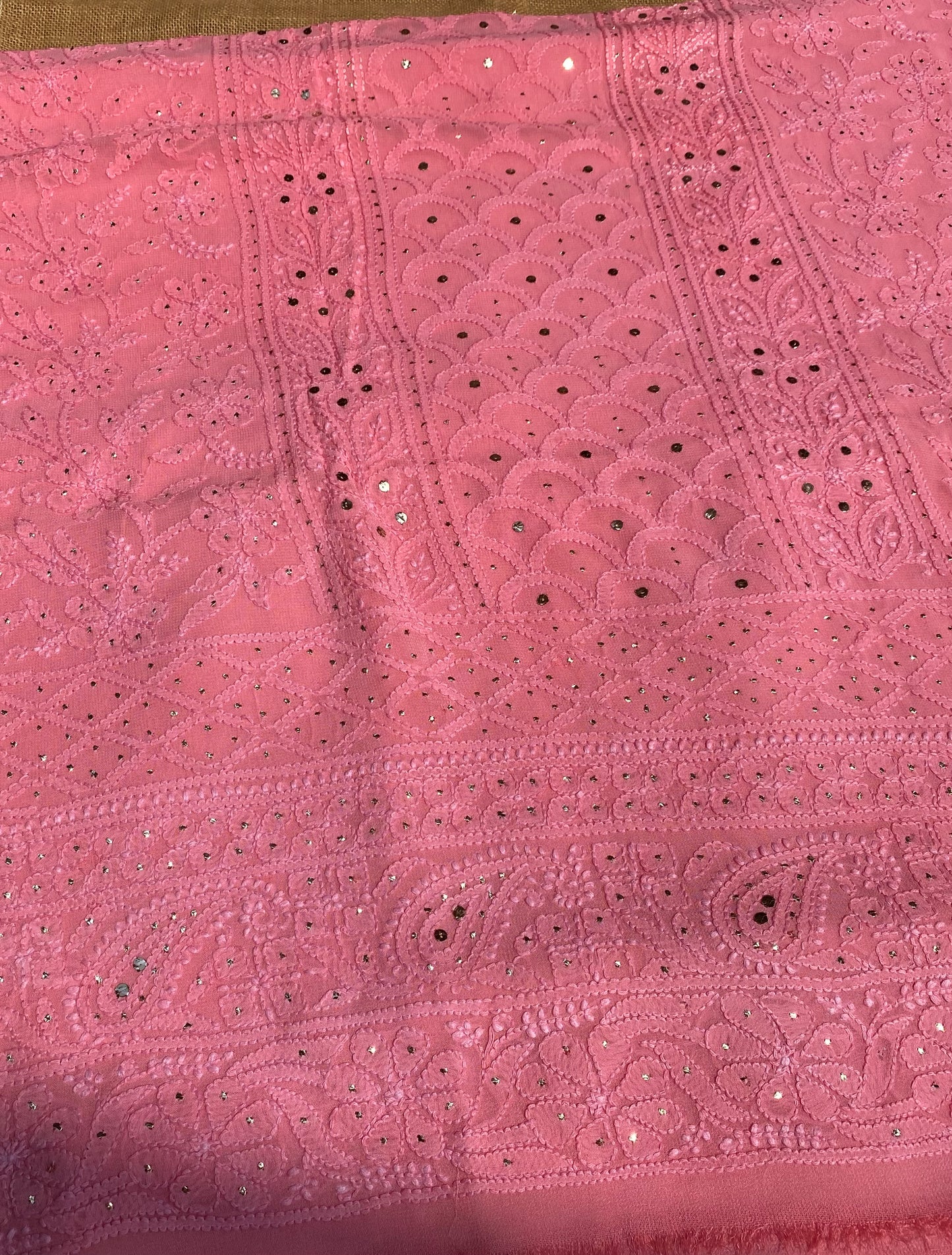 Roshan Pink Chikankari & Mukaish Unstitched Suit