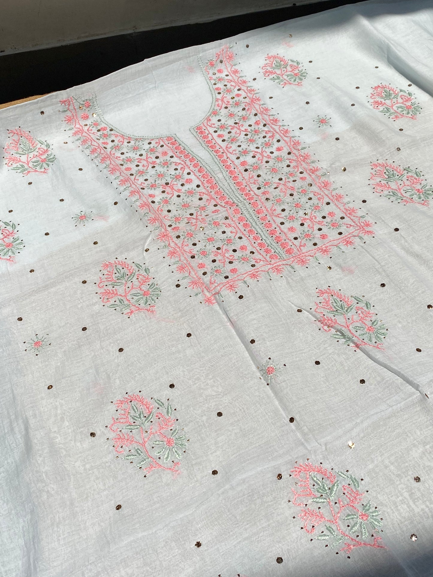 Noor-e-Mulmul Light Blue Chikankari Unstiched Set