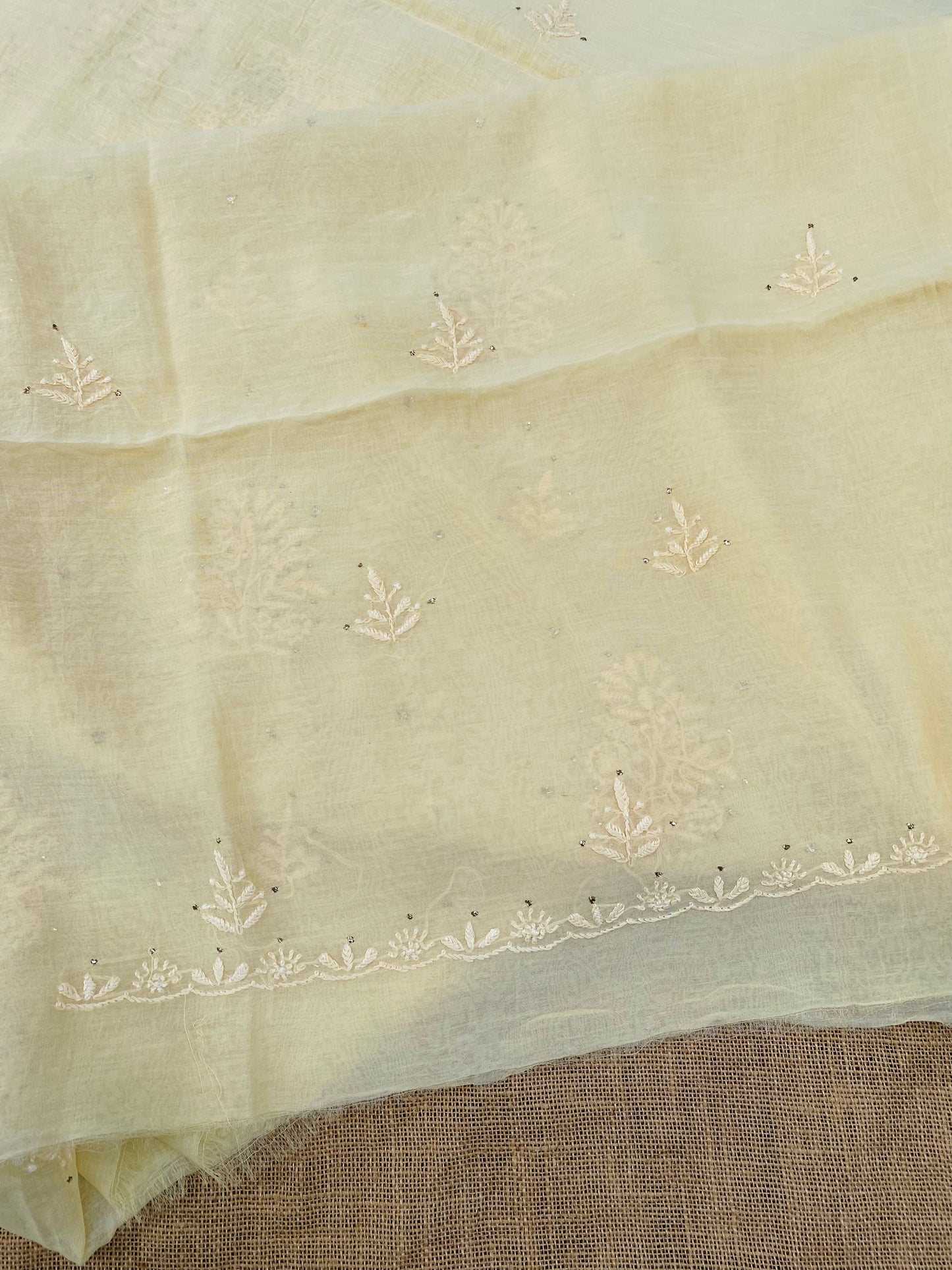 Noor-e-Mulmul Butter Cream Chikankari Unstitched Set